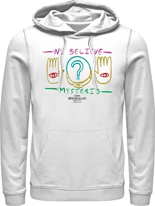 Men's Marvel Spider-Man: No Way Home We Believe Mysterio Hands Pull Over Hoodie - White - Small