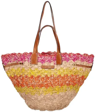 Coiba raffia & leather shoulder bag