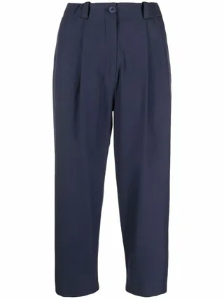 Elasticated-Waist Cropped Trousers
