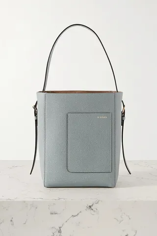 Valextra - Secchiello Printed Textured-leather Tote - Blue