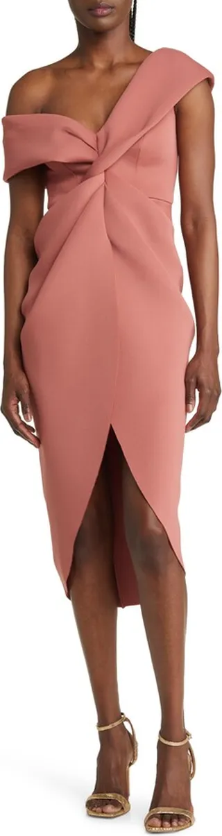 Twist Front Asymmetric Dress