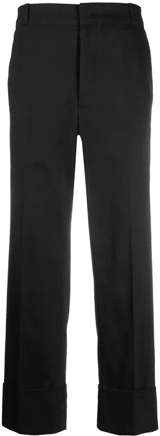 Straight-Leg Twill Cotton Trousers