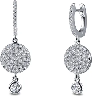Simulated Diamond Bezel Drop Earrings