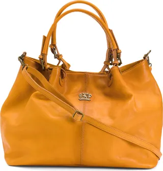 Made In Italy Leather Tote With 3 Compartments
