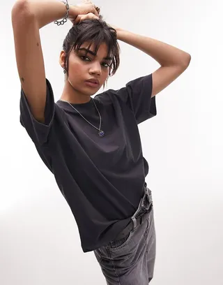 Topshop premium basic short sleeve tee in slate