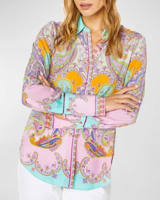 Gabriela Paisley-Print Button-Down Shirt