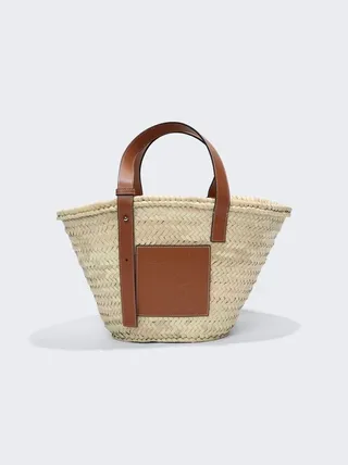 Basket Bag Natural Palm Leaf And Calfskin