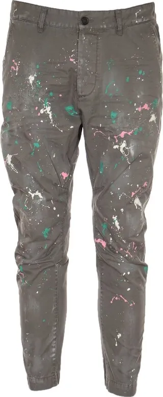 Dsquared2 Paint-Splatter Straight-Leg Distressed Trousers