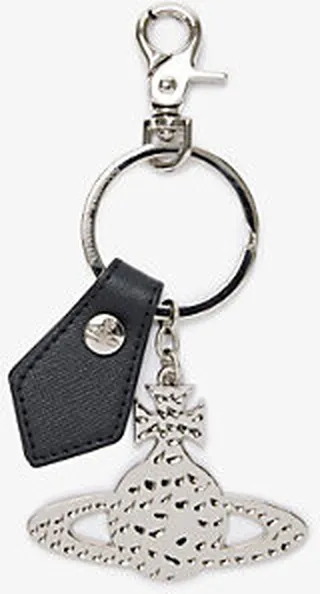 Black Debbie Silver-toned and Leather Keyring
