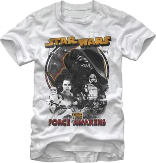 Men's Star Wars The Force Awakens Distressed T-Shirt - White - X Large