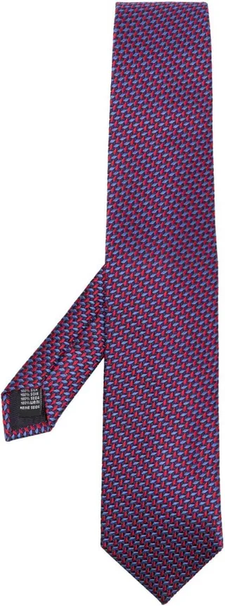 Interwoven-Design Pointed Silk Tie