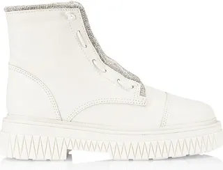Amirah Leather Crystal-Embellished Lace-Up Boots