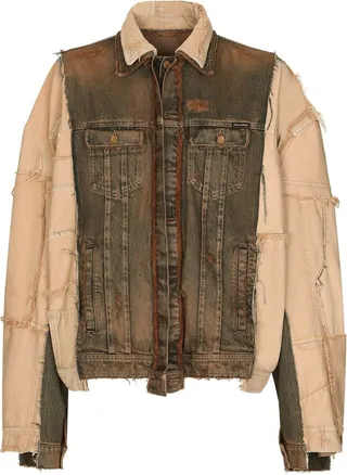 Raw-Cut Panelled Demin Jacket