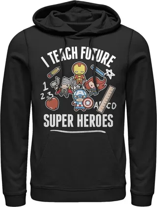 Men's Marvel Avengers Classic I Teach Super Heroes Pull Over Hoodie - Black - Medium