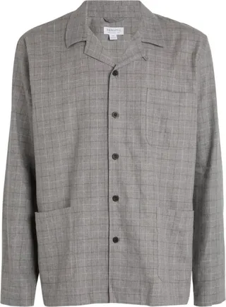 Sunspel Brushed Flannel Check Pyjama Shirt