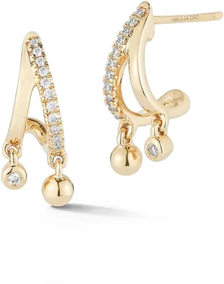 Poppy Rae Pebble Diamond Drop Huggie Hoop Earrings