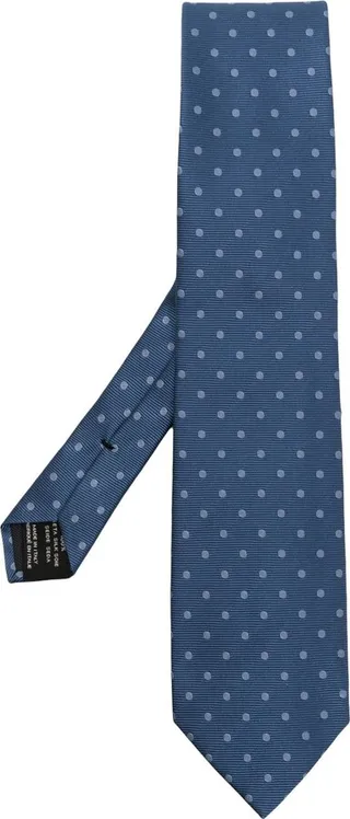 Blue Polka Dot Jacquard Silk Tie