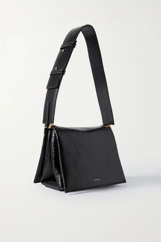 Wandler - Uma Box Cracked-leather Shoulder Bag - Black