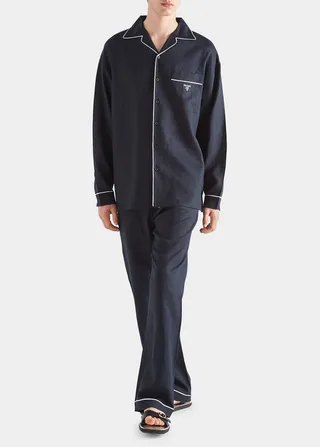 Men's Piped Linen Pajama Pants