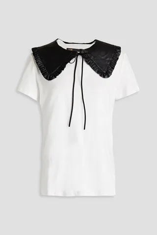 Taiser faux leather-trimmed cotton-jersey T-shirt