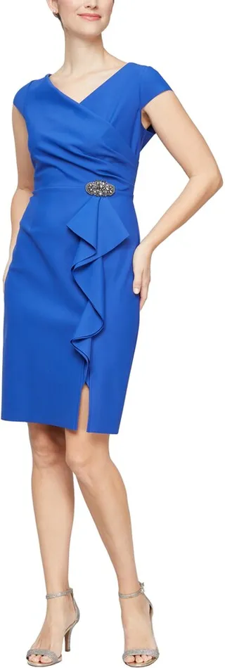 Rhinestone Detail Surplice Neckline Cocktail Minidress