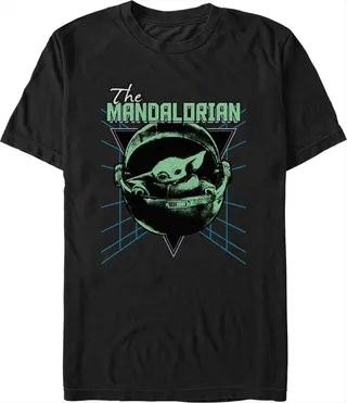 Men's Star Wars: The Mandalorian Distressed '80s Grogu T-Shirt - Black - Medium