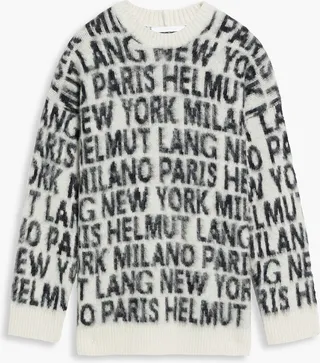 Brushed jacquard-knit sweater