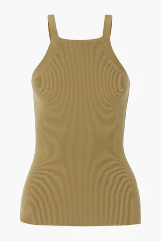Ribbed merino wool-blend tank