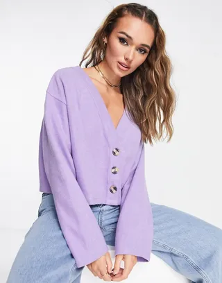 ASOS DESIGN super soft cardigan in purple heather