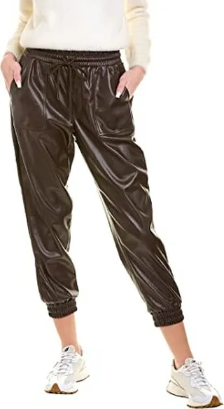 BCBGeneration Women's Faux Leather Joggers with Drawstring