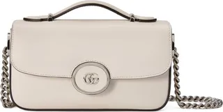 Foldover-Top Leather Shoulder Bag