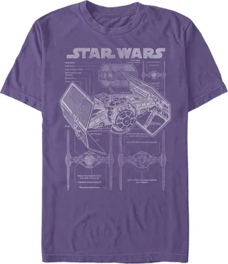 Men's Star Wars TIE Fighterprint T-Shirt - Purple - Small