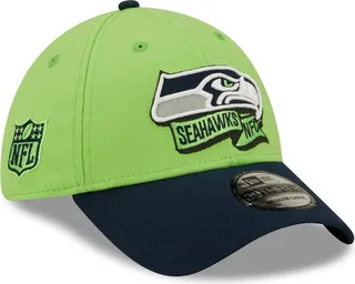 Men's New Era Neon Green and Navy Seattle Seahawks 2022 Sideline 39THIRTY Flex Hat