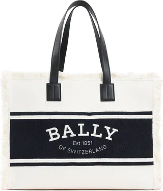 Logo Embroidered Fringed Tote Bag