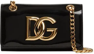 Logo patent leather shoulder bag