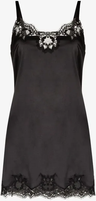 Black Lace Trim Nightdress