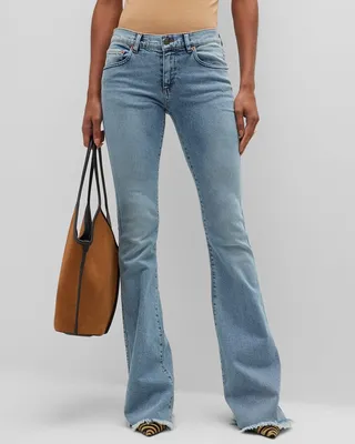Demi Low-Rise Frayed Flared Jeans