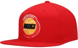 Men's Mitchell & Ness Red Houston Rockets Hardwood Classics Team Ground Snapback Hat