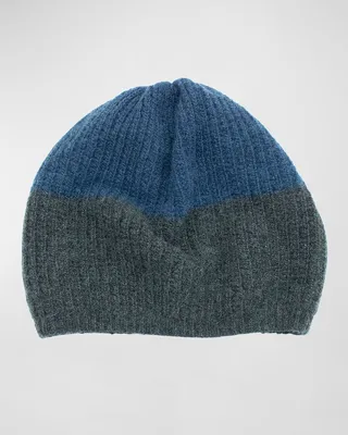 Men's Color Block Cashmere Beanie Hat