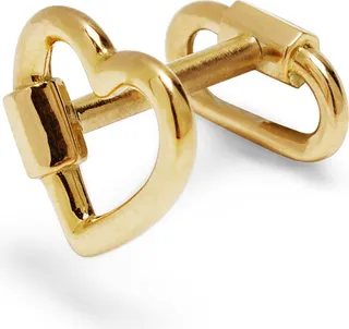 Heart Lockette Yellow Gold Single Earring