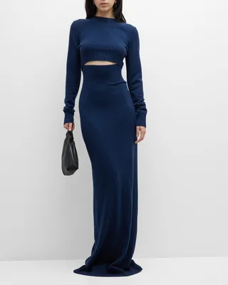 Mimani Cutout Illusion Cashmere Maxi Sweater Dress