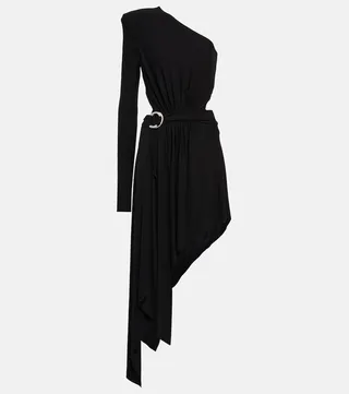 One-shoulder asymmetrical midi dress