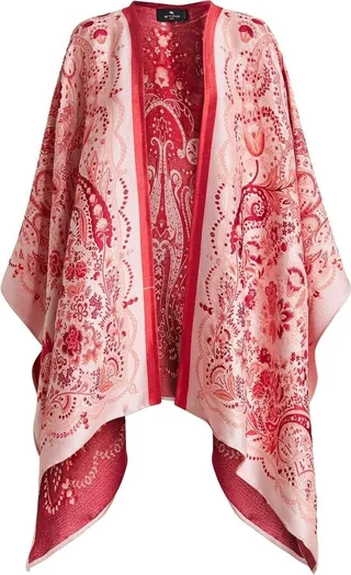 Paisley-Embroidered Cape