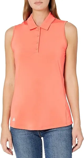 adidas Golf Ultimate365 Solid Sleeveless Polo Shirt (Coral Fusion) Women's Clothing