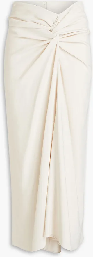 Twisted crepe midi skirt