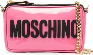 Embossed-Logo Chain Shoulder Bag