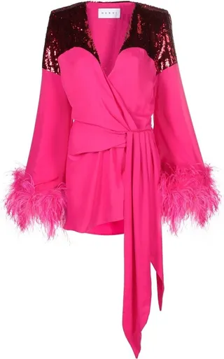 Sequinned-Panel Wrap Dress
