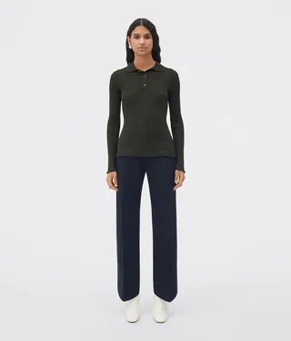 Silk Cashmere Ribbed Polo