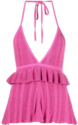 Bouclé Tiered Halterneck Top