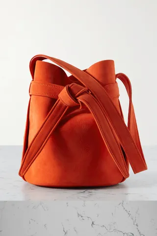 The Row - Mini Leo Nubuck Bucket Bag - Orange